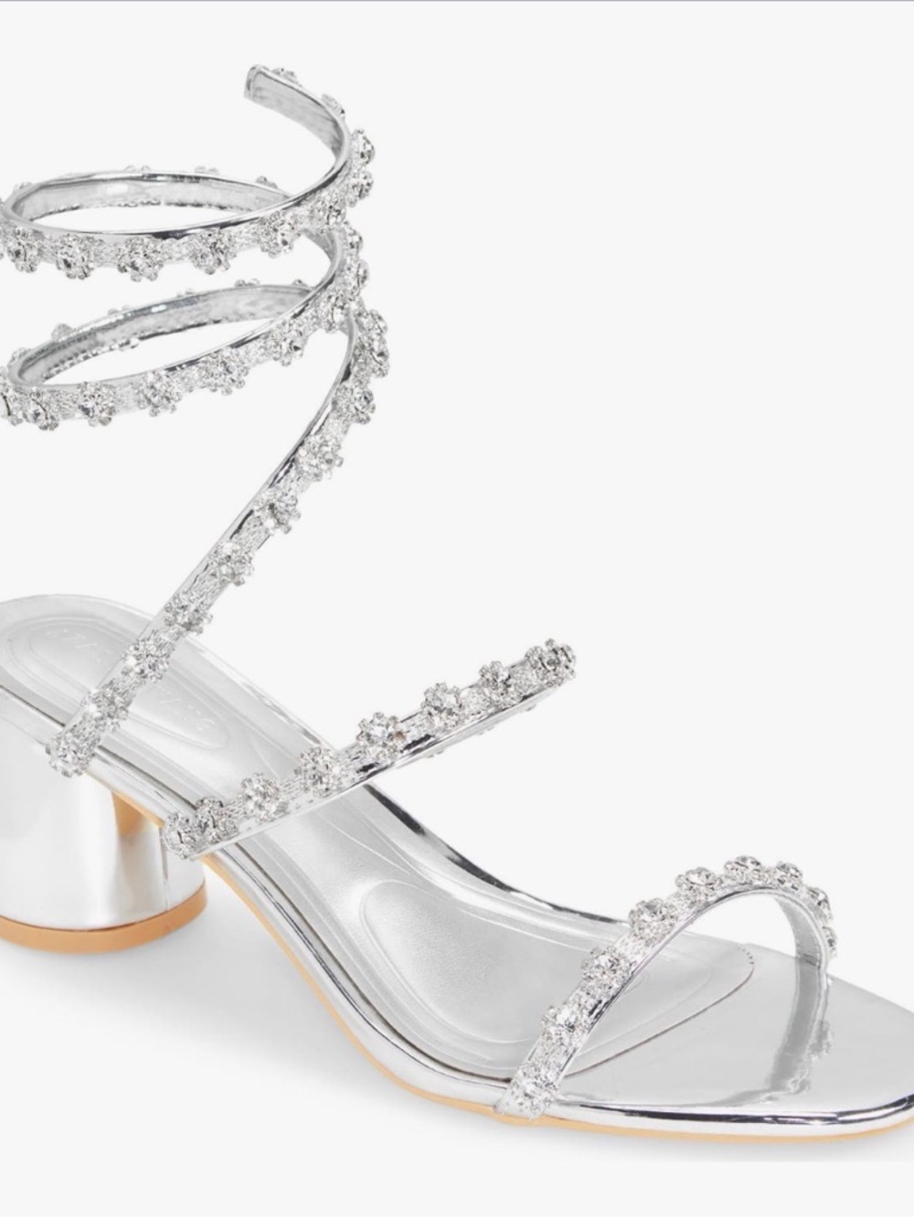 Azalea Wang Emiliano Silver Wrap Sandals Size 11 NIB Rhinestone Block Heel